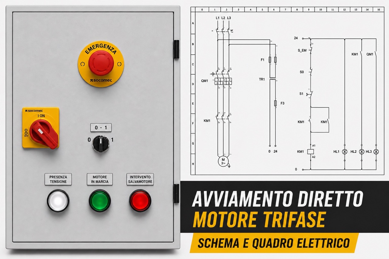 Progetto Quadro Bordo Macchina per Avviamento Diretto Motore Trifase