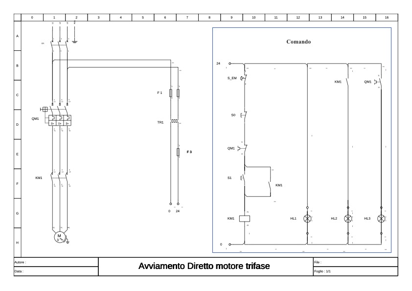 Schema di comando con contattore