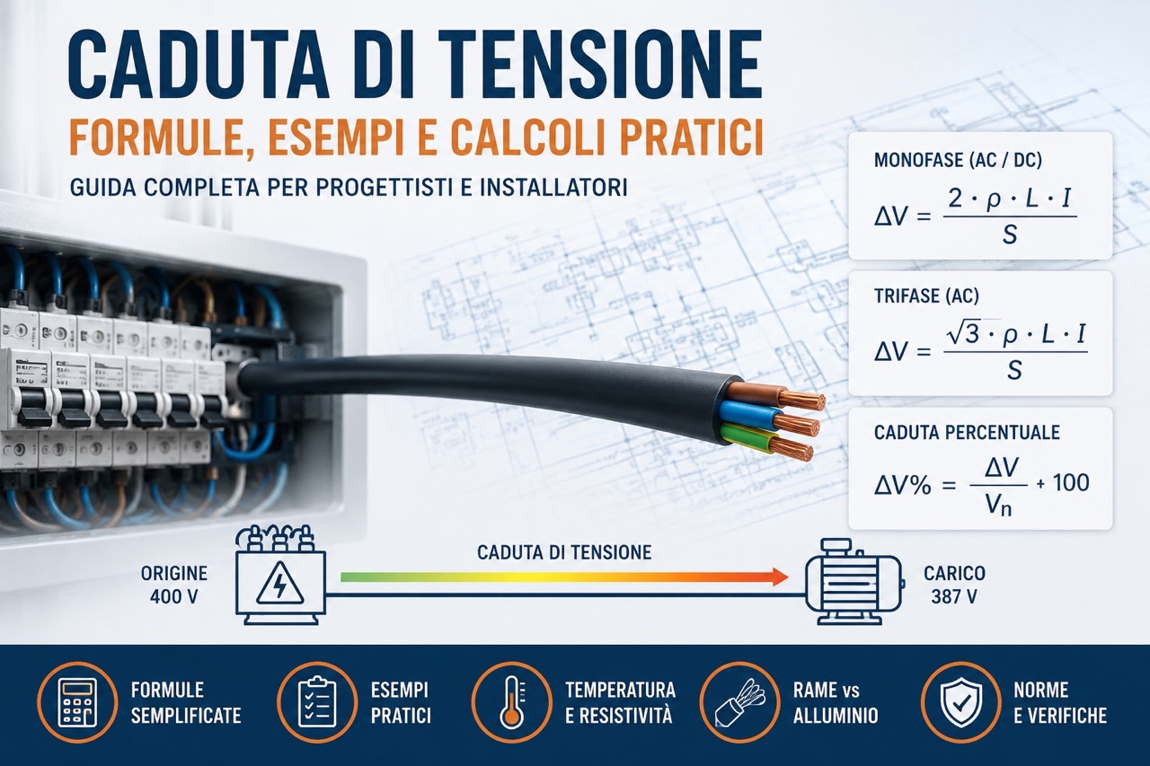Calcolo Caduta di Tensione Linee BT: Guida ,Tabelle e Calcolatore